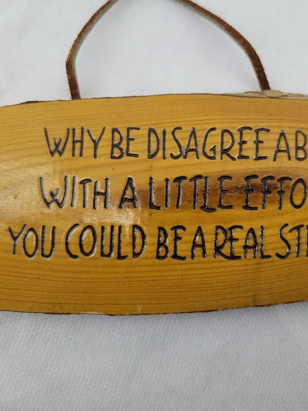 Vintage Live Edge Wood Plaque 
